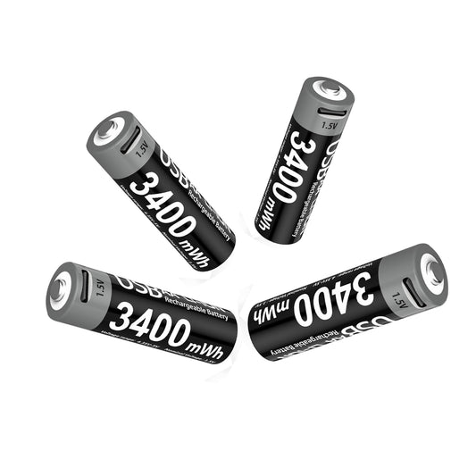 Rechargeable AA Lithium-Ion Batteries with USB Charging